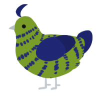 A chartreuse and navy chicken with a bar pattern