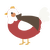 A red and white chicken with a head pattern