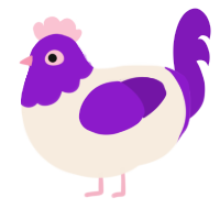 A cream and violet chicken with a head pattern