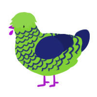 A grass and navy chicken with a lace pattern