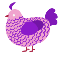 A pink and violet chicken with a lace pattern