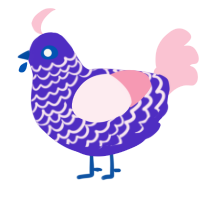 A indigo and rose chicken with a lace pattern