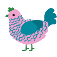 A pink and sea chicken with a lace pattern