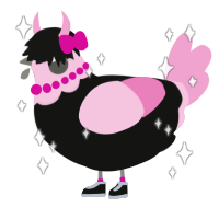 A black and pink chicken with a head pattern