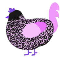 A sable and lavender chicken with a double-lace pattern