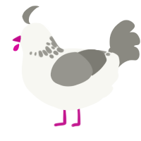 A white and ash chicken with a neck-speckle pattern