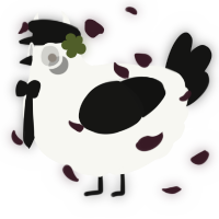 A white and black chicken