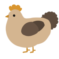 A beige and bark chicken