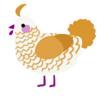 A white and orange chicken with a lace pattern