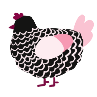 A black and rose chicken with a lace pattern