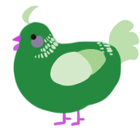 A viridian and gluppy chicken with a neck-band pattern