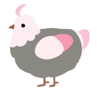 A ash and rose chicken with a head pattern