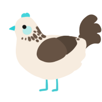 A cream and bark chicken with a neck-speckle pattern