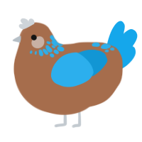 A brown and sky chicken with a neck-speckle pattern