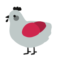 A silver and crimson chicken
