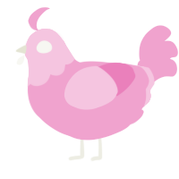 A pink chicken with a head pattern
