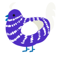 A indigo and white chicken with a bar pattern