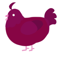 A maroon and wine chicken with a head pattern