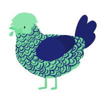A spring and navy chicken with a double-lace pattern