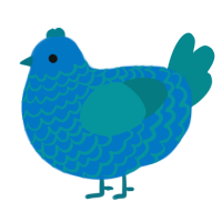 A sapphire and teal chicken with a lace pattern