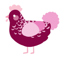 A maroon and pink chicken with a half-lace pattern