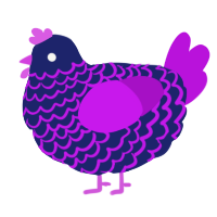 A navy and amethyst chicken with a lace pattern