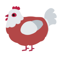 A red and mist chicken with a head pattern