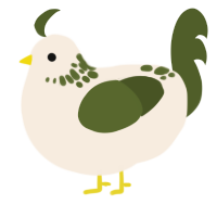 A cream and olive chicken with a neck-speckle pattern