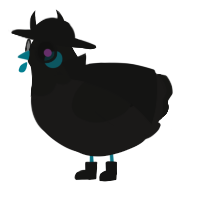 A sable and black chicken with a head pattern