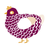 A wine and cream chicken with a lace pattern