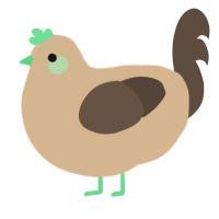 A beige and bark chicken