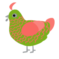 A blurple and teal chicken with a lace pattern