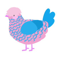 A pink and sky chicken with a lace pattern