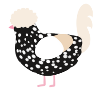 A sable and cream chicken with a speckle pattern