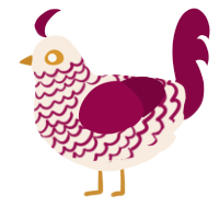 A cream and maroon chicken with a lace pattern