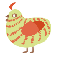 A lemon and vermilion chicken with a bar pattern