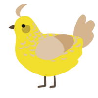 A yellow and beige chicken with a half-lace pattern