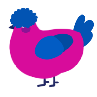 A fuchsia and ultramarine chicken