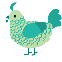 A gluppy and turquoise chicken with a lace pattern