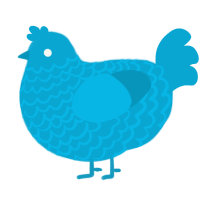 A cerulean chicken with a lace pattern