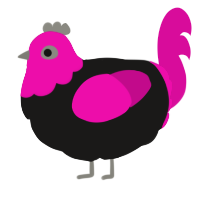 A sable and fuchsia chicken with a head pattern
