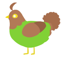 A grass and brown chicken with a head pattern