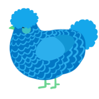 A sapphire and sky chicken with a lace pattern