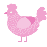 A pink chicken with a lace pattern