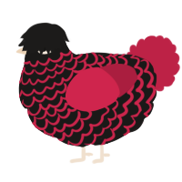 A sable and crimson chicken with a lace pattern