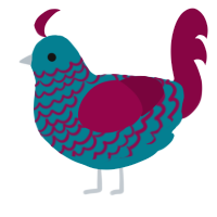 A sea and maroon chicken with a lace pattern