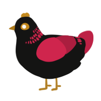 A black and crimson chicken with a neck-band pattern