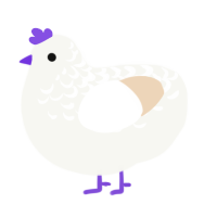 Patricia, a white and cream chicken with a half-lace pattern