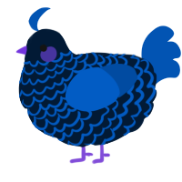 A tumblr and ultramarine chicken with a lace pattern