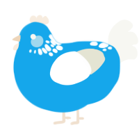 A sky and white chicken with a neck-speckle pattern